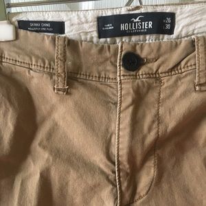Khaki chino pants. My son 14 years old wore them.